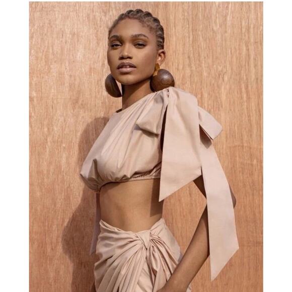 Andrea Iyamah Halima Nude Cropped Top Size Small - Picture 2 of 5